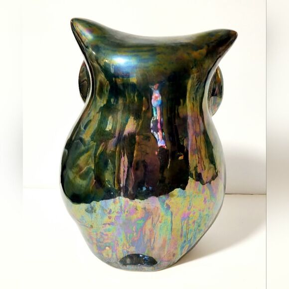 Ceramic irradescent owl decor - Picture 4 of 7